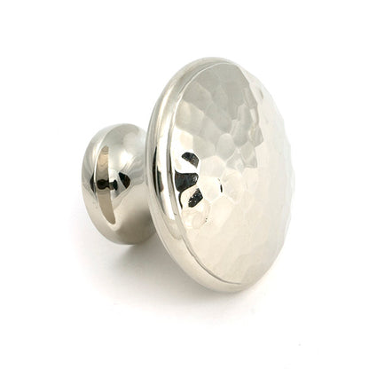 Polished Nickel Hammered Cabinet Knob - Large