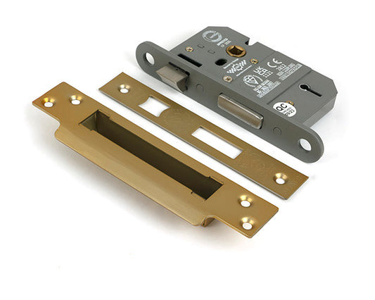 Satin Brass 2½" 5 Lever BS Sash Lock