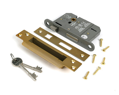 Satin Brass 3" 5 Lever BS Sash Lock