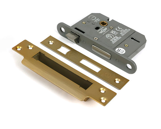 Satin Brass 3" 5 Lever BS Sash Lock