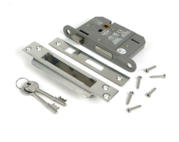 Polished SS 3" 5 Lever BS Sash Lock