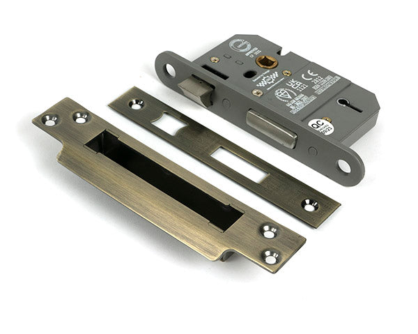 Aged Brass 2½" 5 Lever BS Sash Lock KA