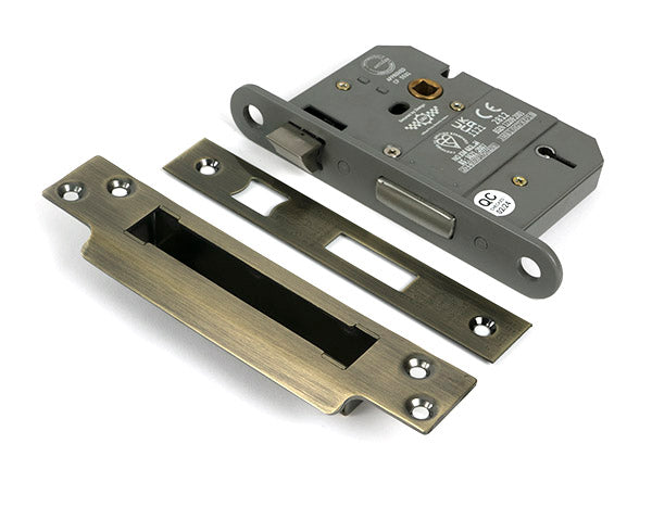 Aged Brass 3" 5 Lever BS Sash Lock KA