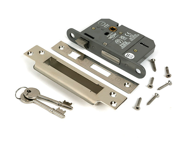 Polished Nickel 3" 5 Lever BS Sash Lock KA