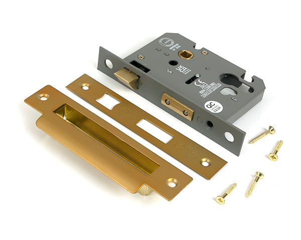 Satin Brass 3" Euro Profile Sash Lock