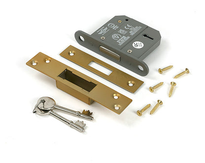 Satin Brass 3" 5 Lever BS Dead Lock