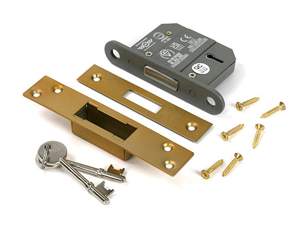 Satin Brass 2½" 5 Lever BS Dead Lock KA