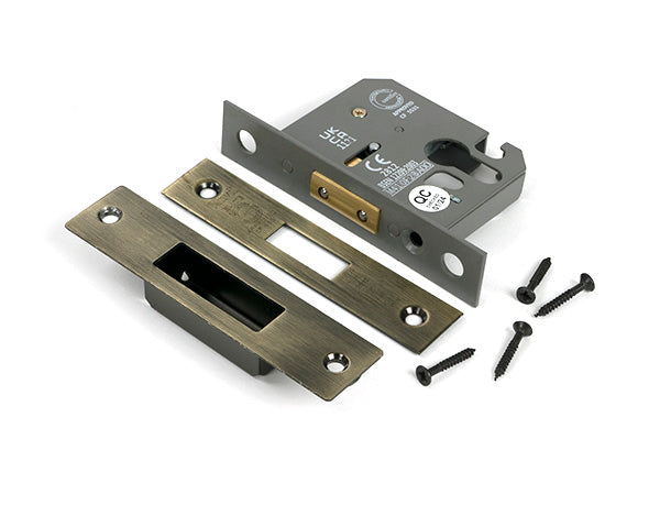 Aged Brass 2½" Euro Profile Dead Lock