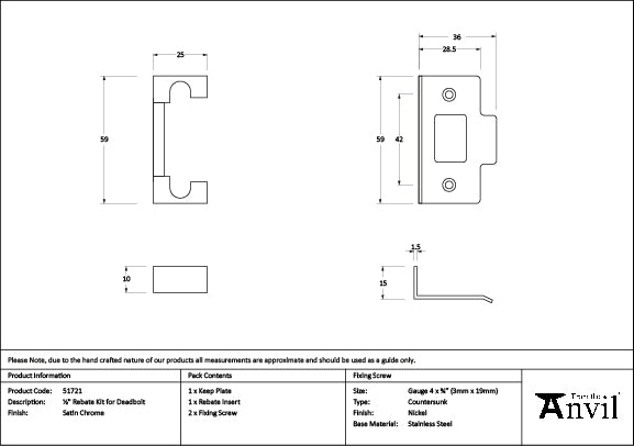 Satin Chrome ½" Rebate Kit for Deadbolt