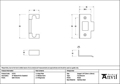 Satin Chrome ½" Rebate Kit for Deadbolt