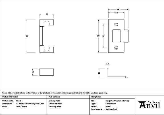 Satin Chrome ½" Rebate Kit for Heavy Duty Latch