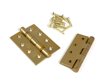 Satin Brass 4" Ball Bearing Butt Hinge (Pair) ss