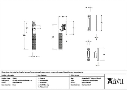 Polished Nickel Locking Brompton Fastener – LH