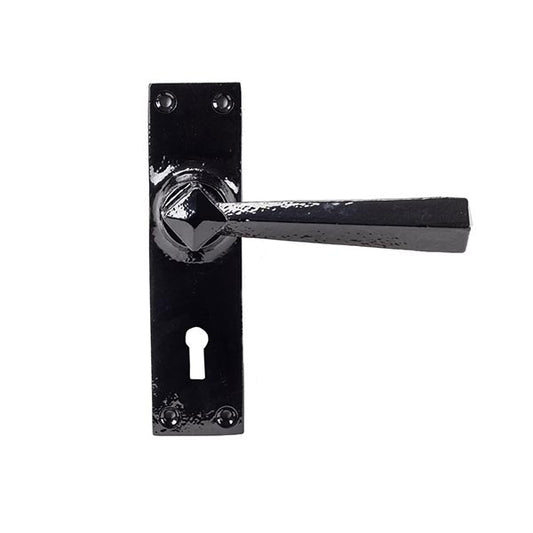Black Straight Lever Lock Set