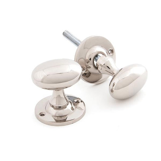 Polished Nickel Oval Mortice/Rim Knob Set