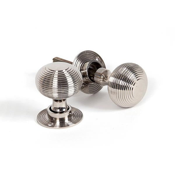 Polished Nickel Heavy Beehive Mortice/Rim Knob Set