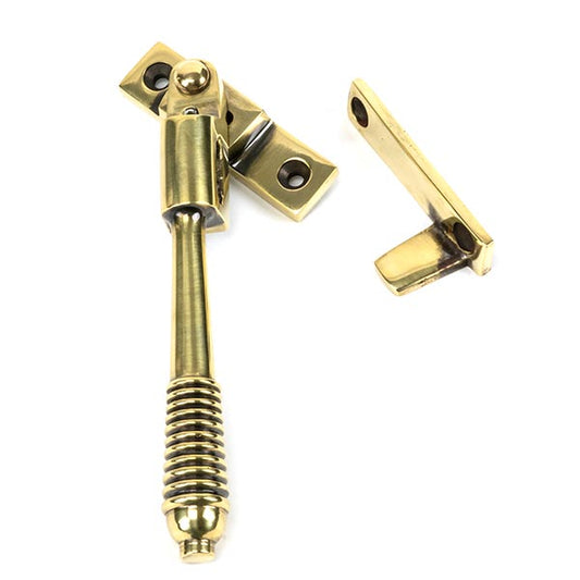 Aged Brass Night-Vent Locking Reeded Fastener