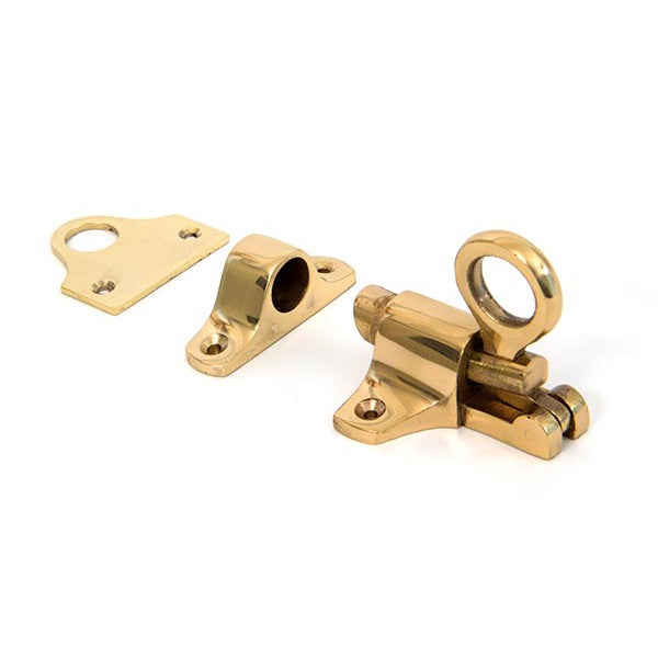 Lacquered Brass Fanlight Catch + Two Keeps