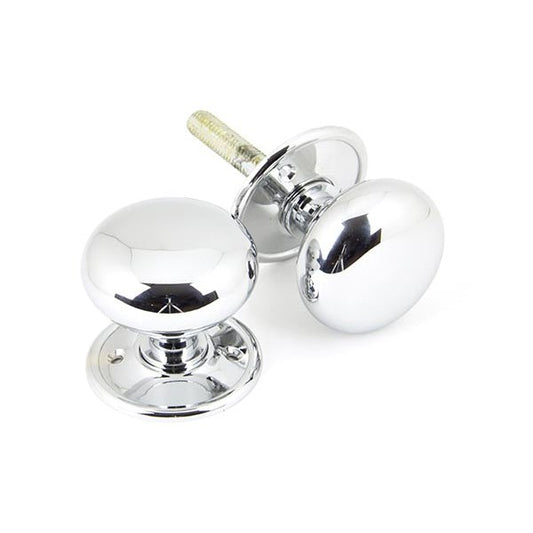 Polished Chrome Mushroom Mortice/Rim Knob Set