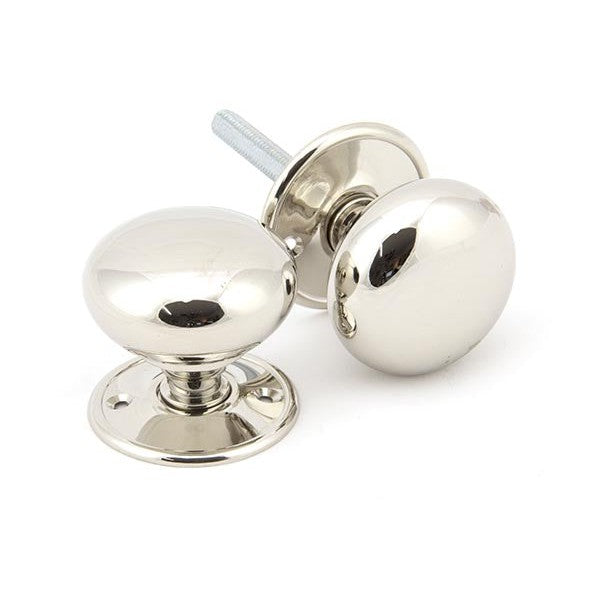 Polished Nickel 57mm Mushroom Mortice/Rim Knob Set