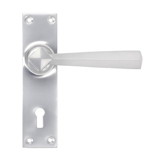 Satin Chrome Straight Lever Lock Set