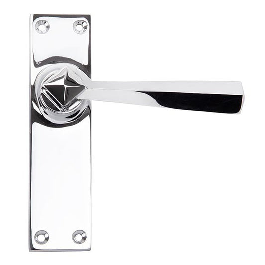 Polished Chrome Straight Lever Latch Set