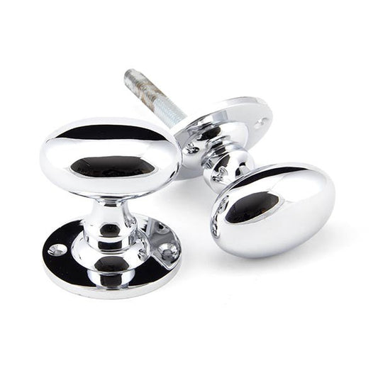 Polished Chrome Oval Mortice/Rim Knob Set