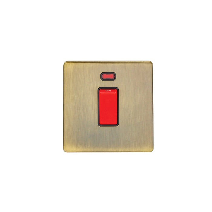 Concealed 3mm 45Amp Switch With Neon Indicator - Antique Brass