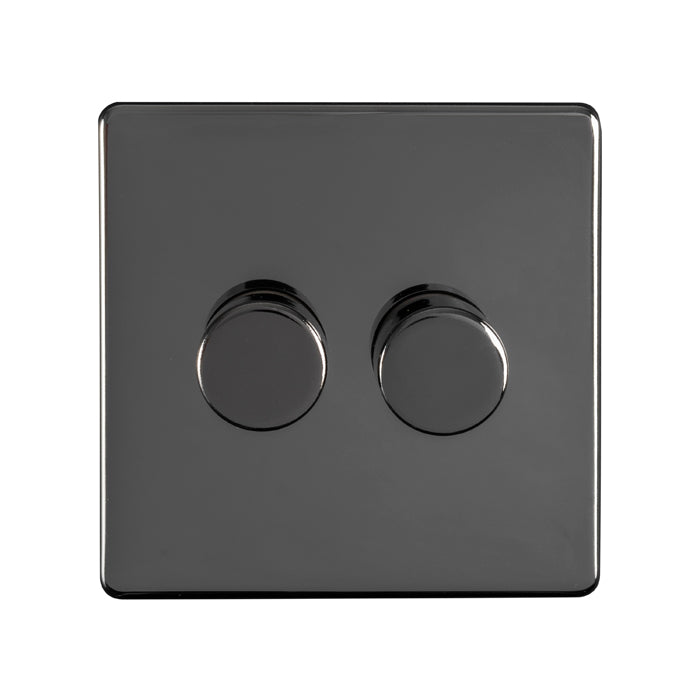 Concealed 3mm 2 Gang Led Push On Off 2Way Dimmer - Black Nickel