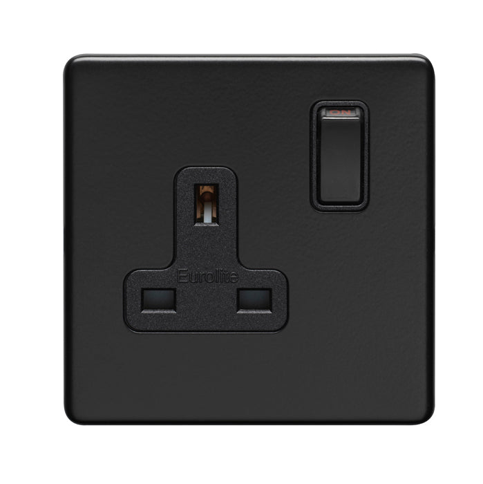 Concealed 3mm 1 Gang Socket - Matt Black