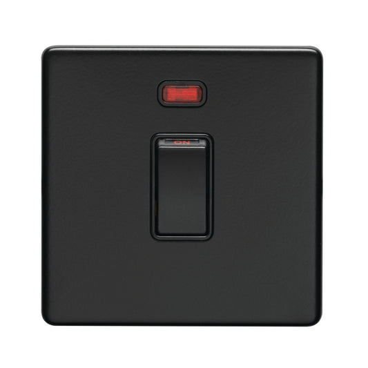 Concealed 3mm 20Amp Switch With Neon Indicator - Matt Black