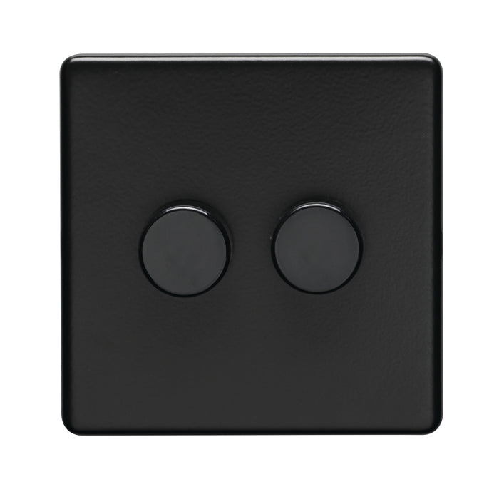 Concealed 3mm 2 Gang Dimmer - Matt Black