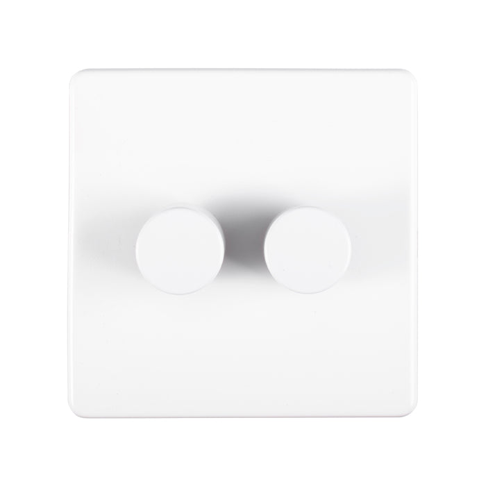 Concealed 3mm 2 Gang Dimmer - Matt White