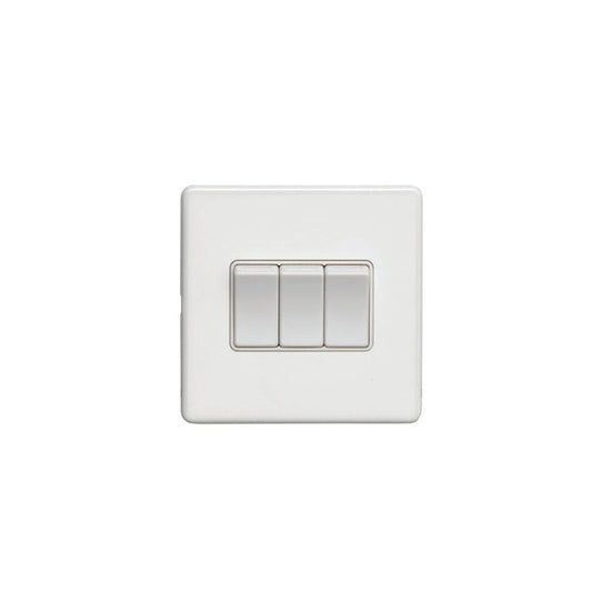 Concealed 3mm 3 Gang Switch - Matt White