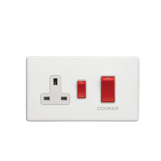 Concealed 3mm 45Amp Switch With A Socket - Matt White