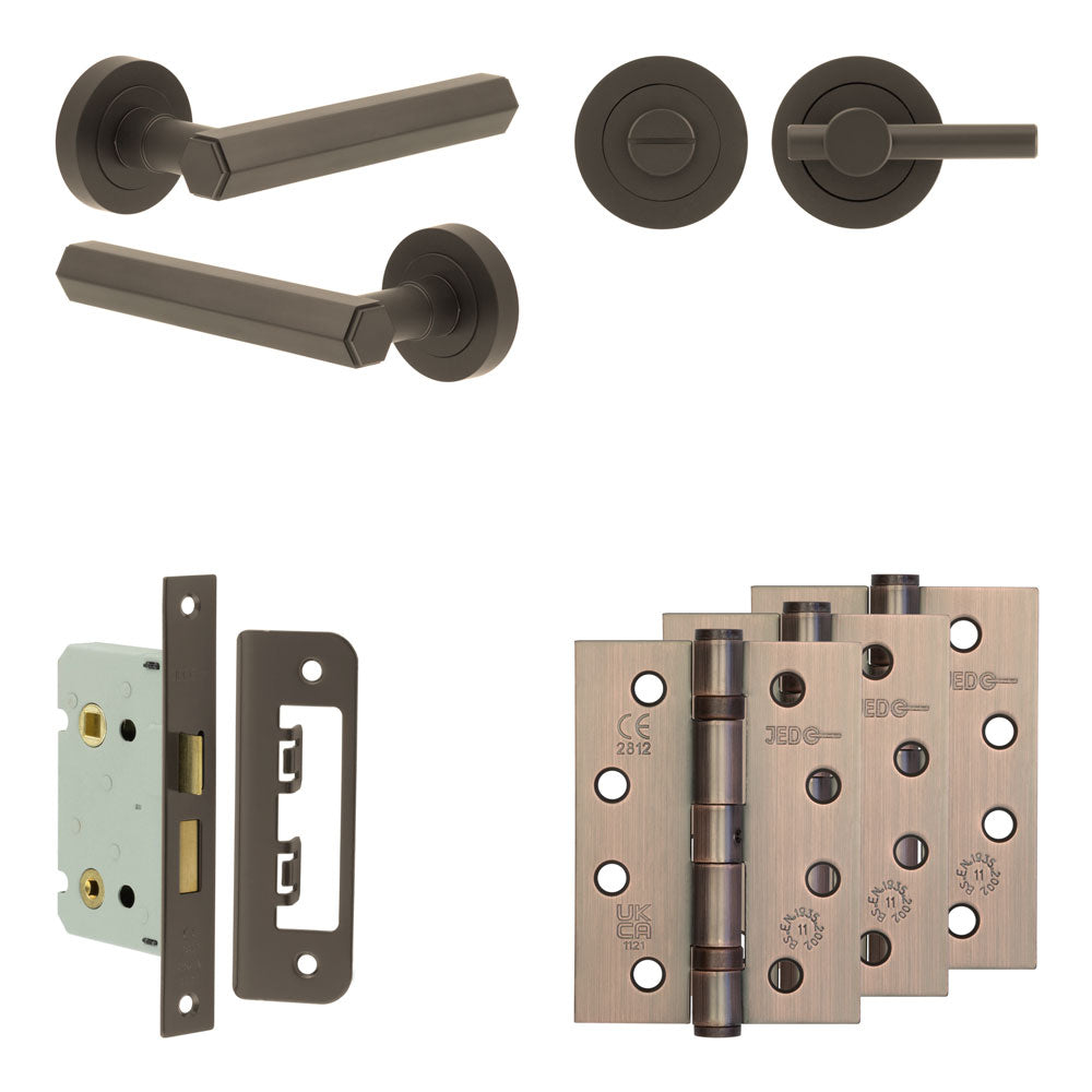 Hex Bathroom Lock Pack – Plain Thumb Turn