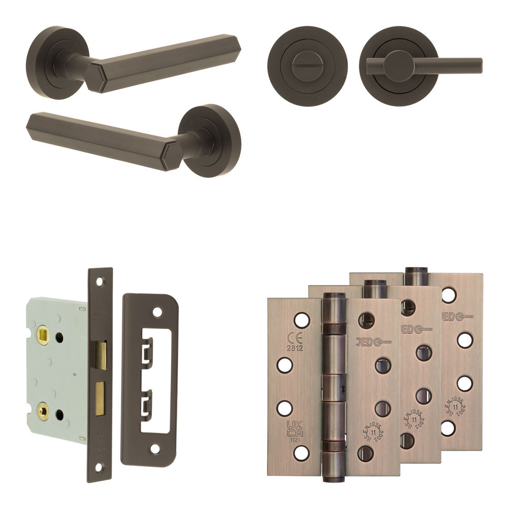 Hex Bathroom Lock Pack – Plain Thumb Turn