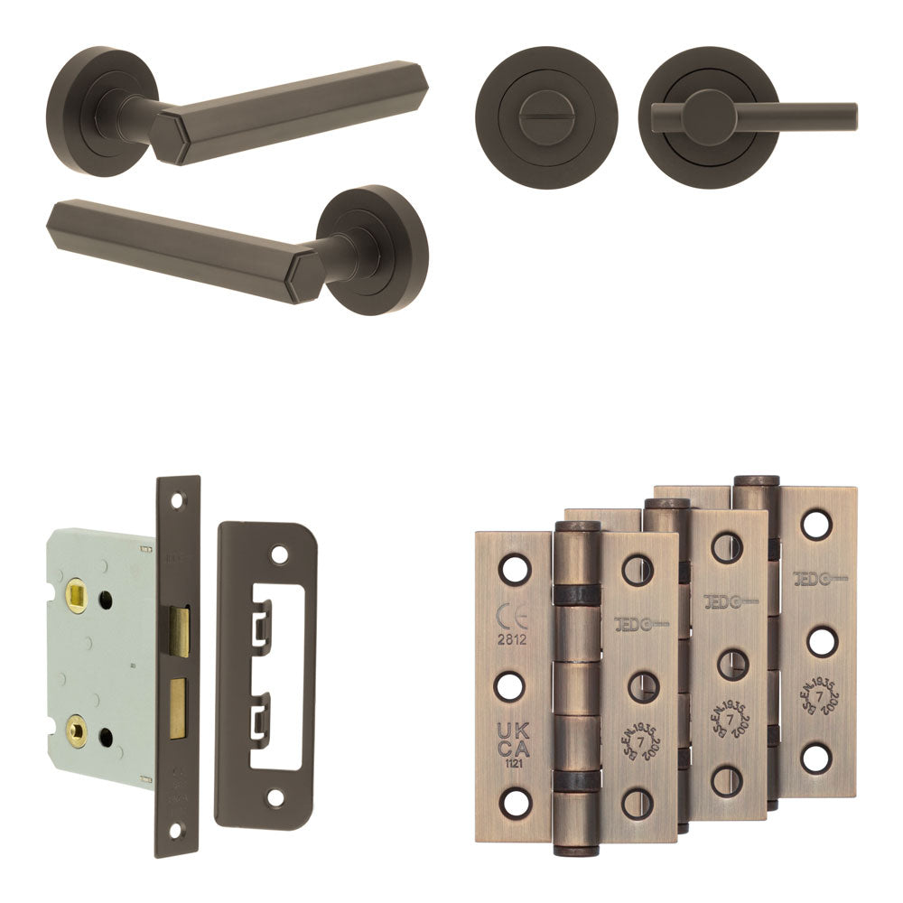 Hex Bathroom Lock Pack – Plain Thumb Turn