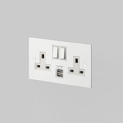 2G UK PLUG SOCKET / USB / WHITE