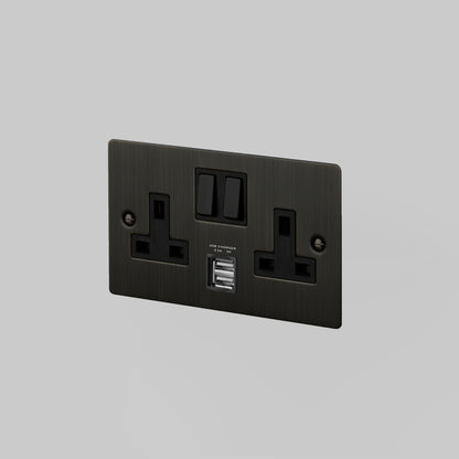 2G UK PLUG SOCKET / USB / SMOKED BRONZE