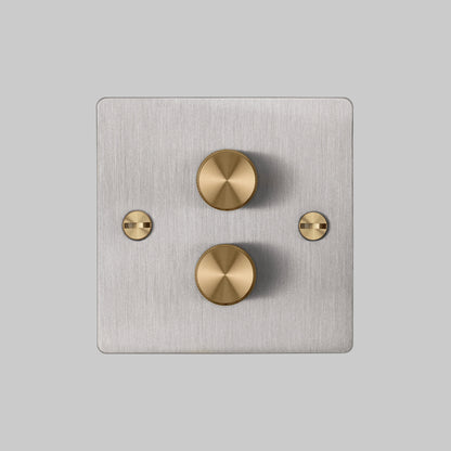 2G DIMMER / 120W / STEEL / BRASS