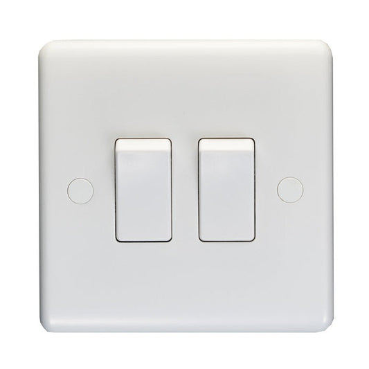 Enhance White Plastic 2 Gang Switch - White