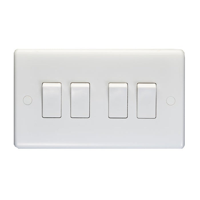 Enhance White Plastic 4 Gang Switch - White