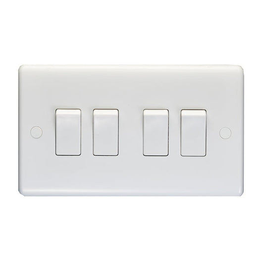 Enhance White Plastic 4 Gang Switch - White