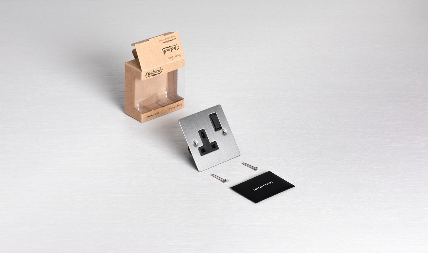 1G UK PLUG SOCKET / STEEL