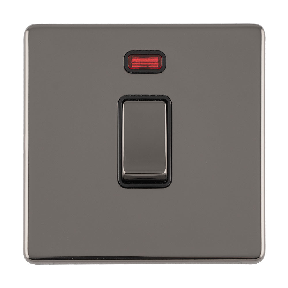 Concealed 3mm 1 Gang 20Amp Dp Switch - Black Nickel