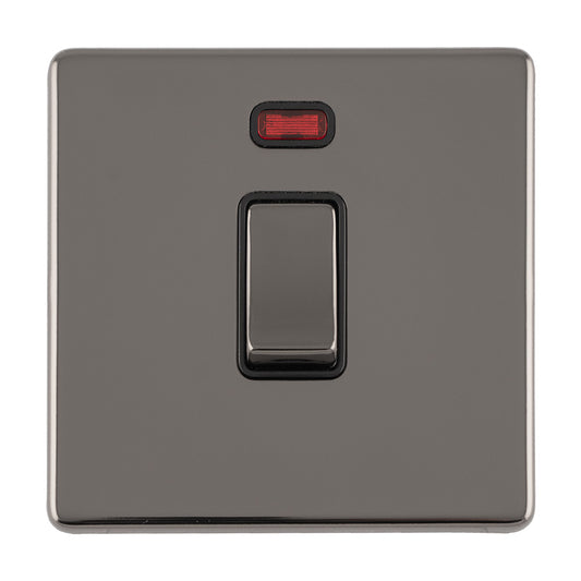 Concealed 3mm 1 Gang 20Amp Dp Switch - Black Nickel