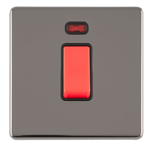 Concealed 3mm 1 Gang 45Amp Dp Switch With Neon - Black Nickel