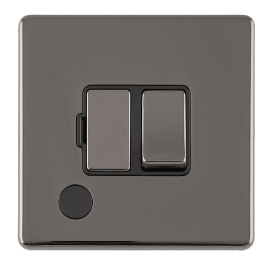 Concealed 3mm 13Amp Switched Fuse Spur With Neon - Black Nickel