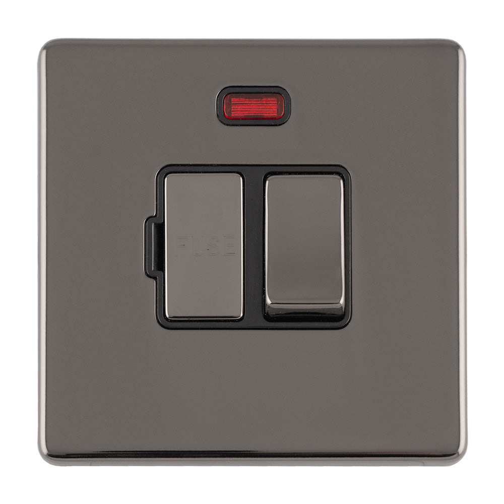 Concealed 3mm 13Amp Switched Fuse Spur - Black Nickel